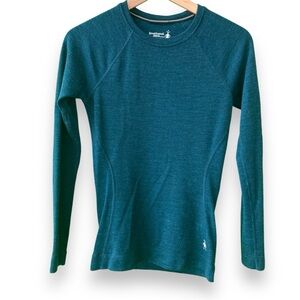 Smartwool Womens Classic Thermal Merino 250 Base Layer Long Sleeve Crew Teal, XS